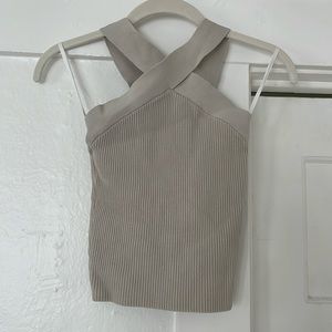 Aritzia Babaton Ribbed Cross Strap Shirt